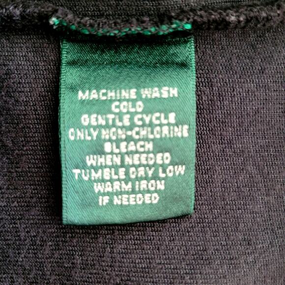 Lauren Ralph Lauren Zip Up Velour Hoodie Jacket Crest Size S Black Preppy Y2K - Picture 6 of 8